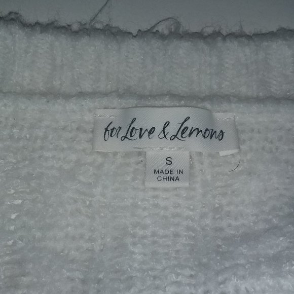 For Love & Lemons Women's Size S White Billie Cropped Cardigan - Picture 5 of 7